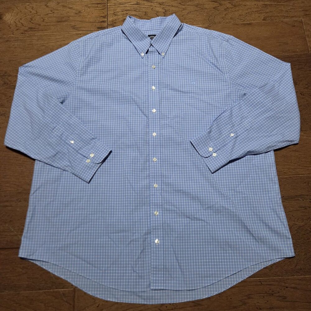 Brooks Brothers Shirt Mens 3XLT Blue Plaid Non-Iron Supima Cotton Button Down